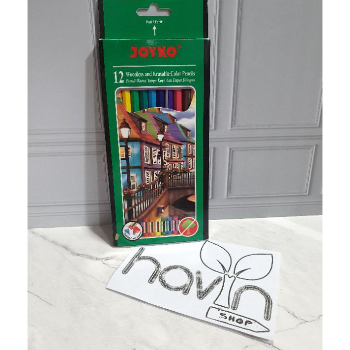 

Big Sale pensil warna 12 warna ukuran panjang bisa dihapus merek JOYKO CP-109/WOODLESS and ERASABLE Big Sale