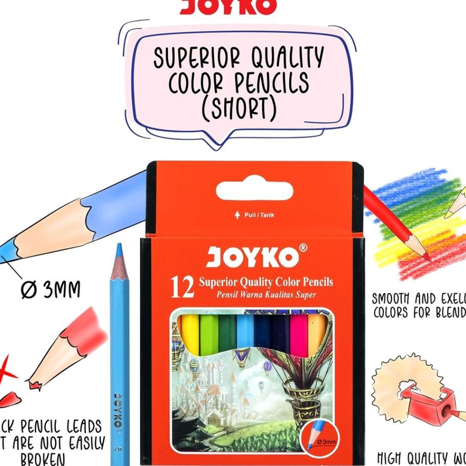 

Terlaris [PAM] Pensil Warna Joyko 12w Pendek