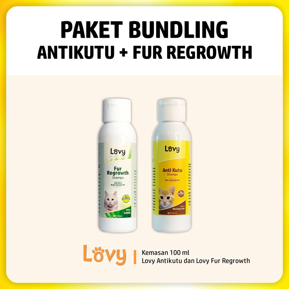 Diskon Promo.. Shampo Sampo Kucing Lovy | ANTI KUTU & FUR | PAKET A HQH