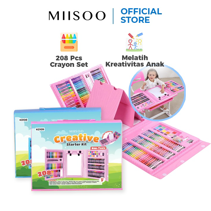 

Terkini MIISOO SET Crayon 208 PCS Set Pensil Warna Pastel Pensil Minyak warna untuk Melukis dan mewarnai