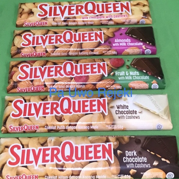 

Best Seller Silverqueen 58gram/55gram cashew almond Fruit&nut dark white Terbaru
