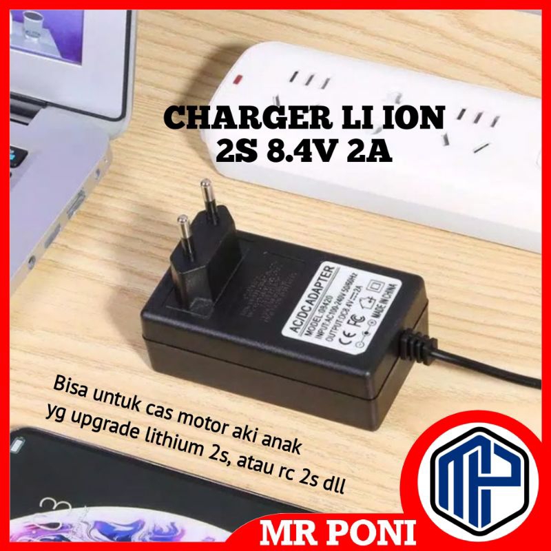 Adaptor 8.4V 2A Power Supply Battery Charger Baterai Lithium 2S