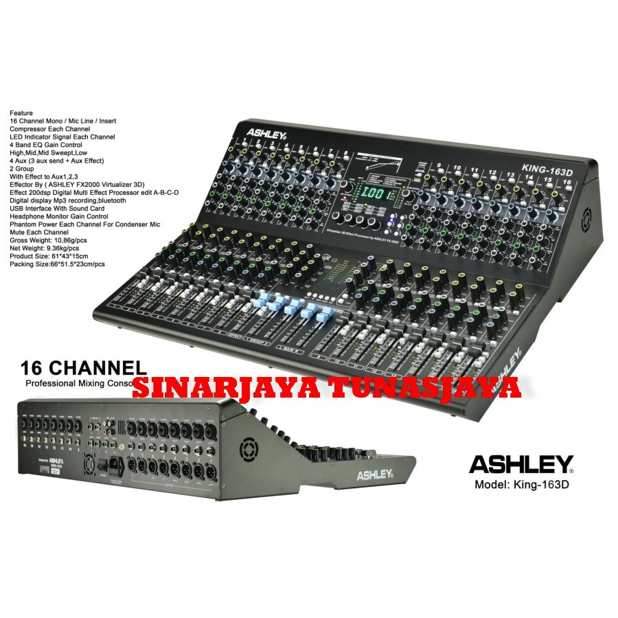MIXER ASHLEY KING 163D KING 16 3D KING16 3D 16 CH ORIGINAL EFFECT ASHLEY FX 2000
