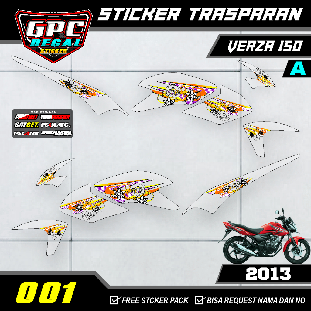 STRIPING TRANSPARAN VERZA 150 2013 DESAIN GRAFIST MINIMALIS GPC DECAL 001