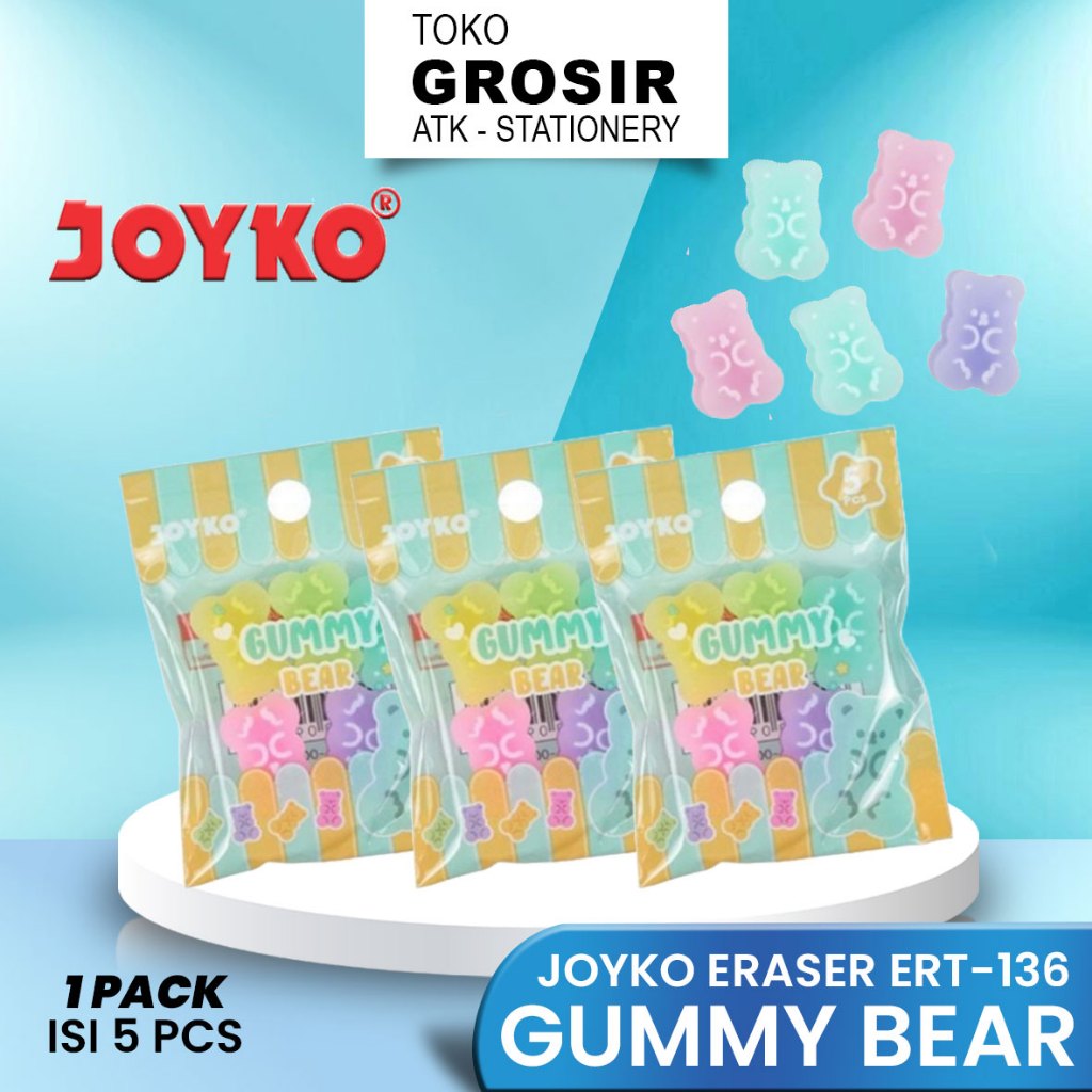 

PENGHAPUS LUCU JOYKO ERT-136/ GUMMY BEAR ERASER/ PENGHAPUS IMOET ISI 5