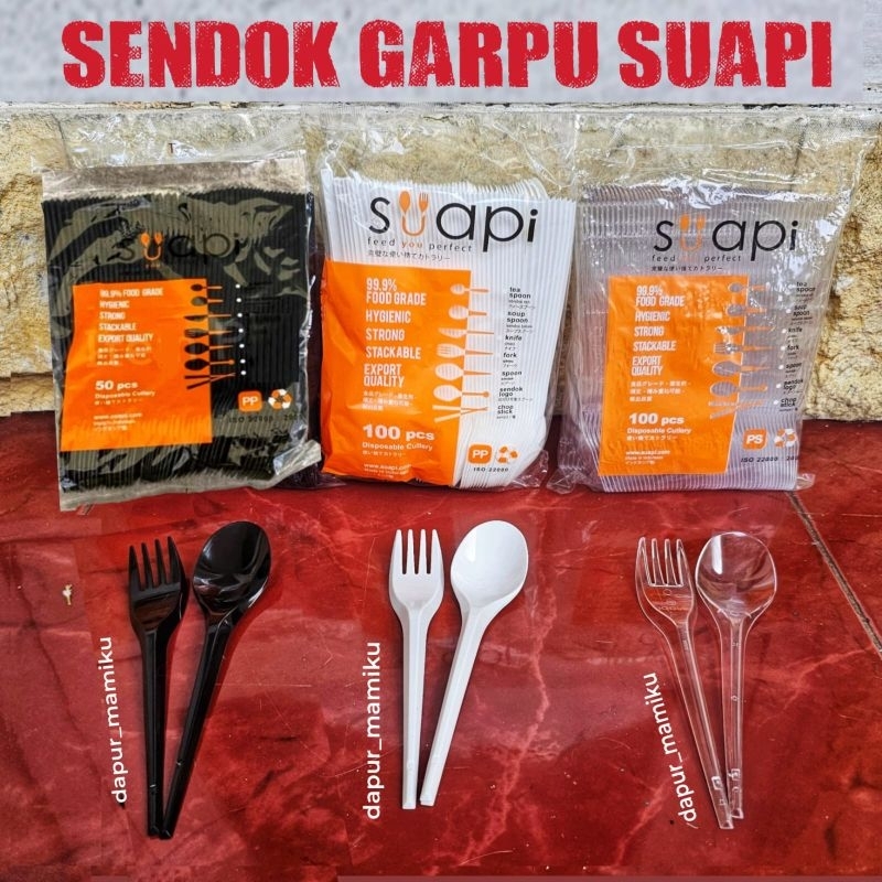 DAPURMAMI ( SENDOK Suapi Garpu Suapi) Sendok Putih Sendok Hitam Sendok Makan Suapi GARPU makan SUAPI