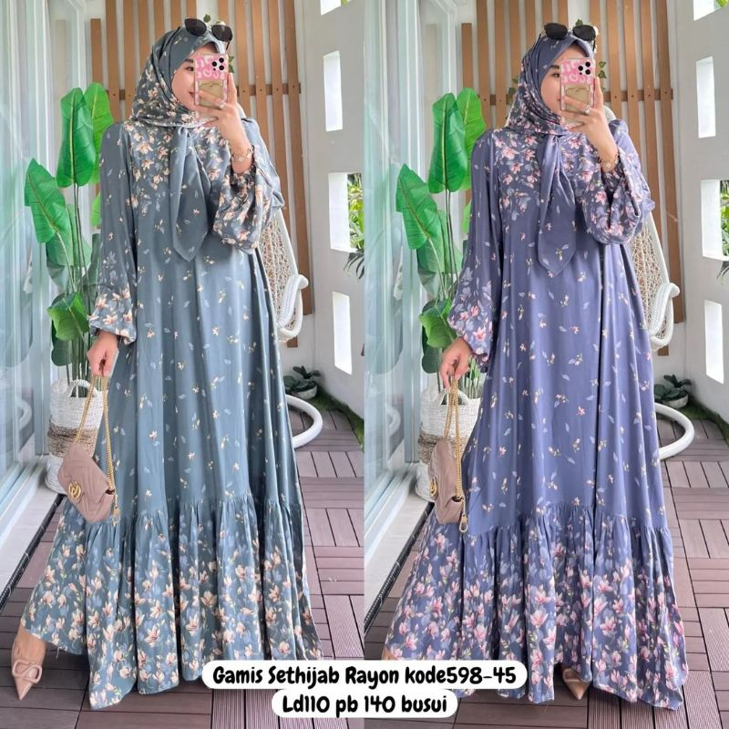 Gamis Rayon Set Hijab Terbaru / Gamis Crinkle Terbaru / Gamis Althea / Gamis Jumbo Terbaru / Midi Dr