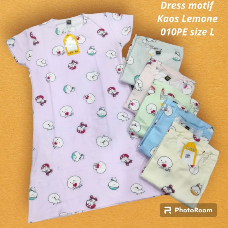 Dress motif Kaos Lemone 010PE , Dress Kaos Lemone Cewek bahan Babytery Premium