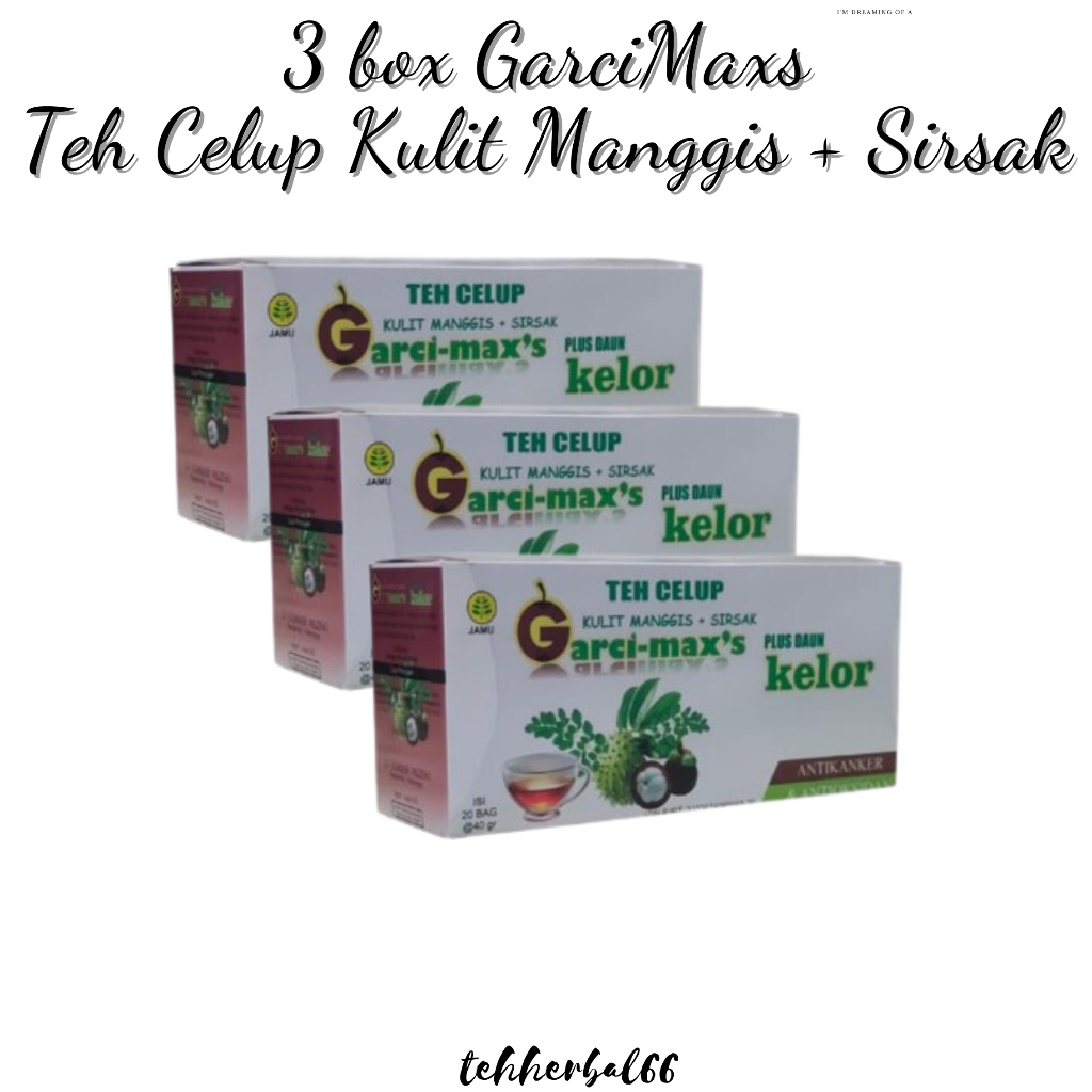 

3 box Teh Celup Kulit Manggis Plus Daun Kelor Garci-Max's isi 20 kantong