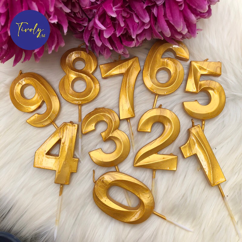 Lilin Ulang Tahun | Lilin Angka GOLD BESAR | Lilin CHROME GOLD BESAR