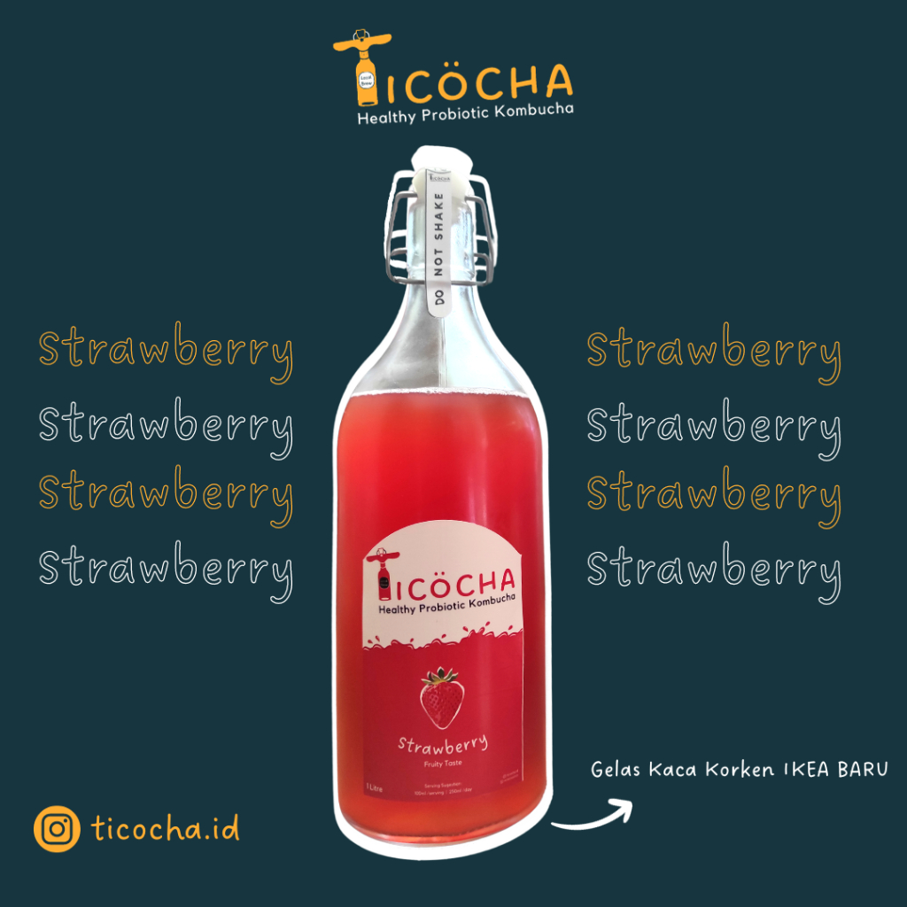 

Kombucha Strawberry 1000ml | Ticocha. id