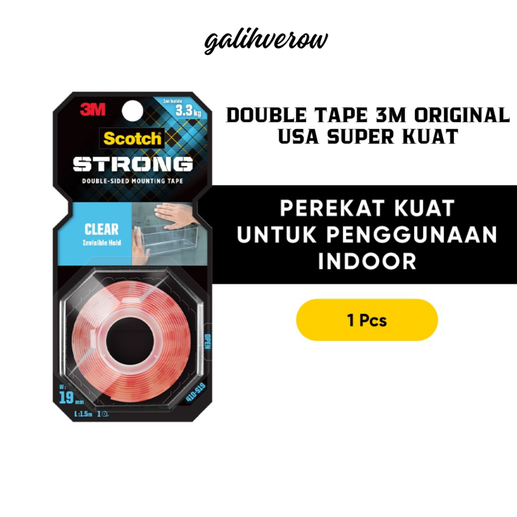 

Double Tape 3M Original USA Super Kuat / Double tape 3m scotch 410-s19 clear