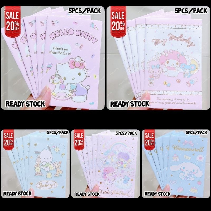 

Amplop Angpao Shabby Lucu Isi 5pcs Sanrio Hello Kitty, My Melody, Little Twin Stars, Cinnamoroll, Pochacco