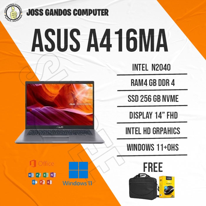 ASUS A416MA/INTEL N4020/RAM 4 GB/SSD 256 GB/WIN 11+OHS/14" FHD