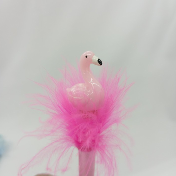 

Feather Flamingo Gel Pen Tinta Hitam/Pulpen Gel Lucu Berbulu - pink