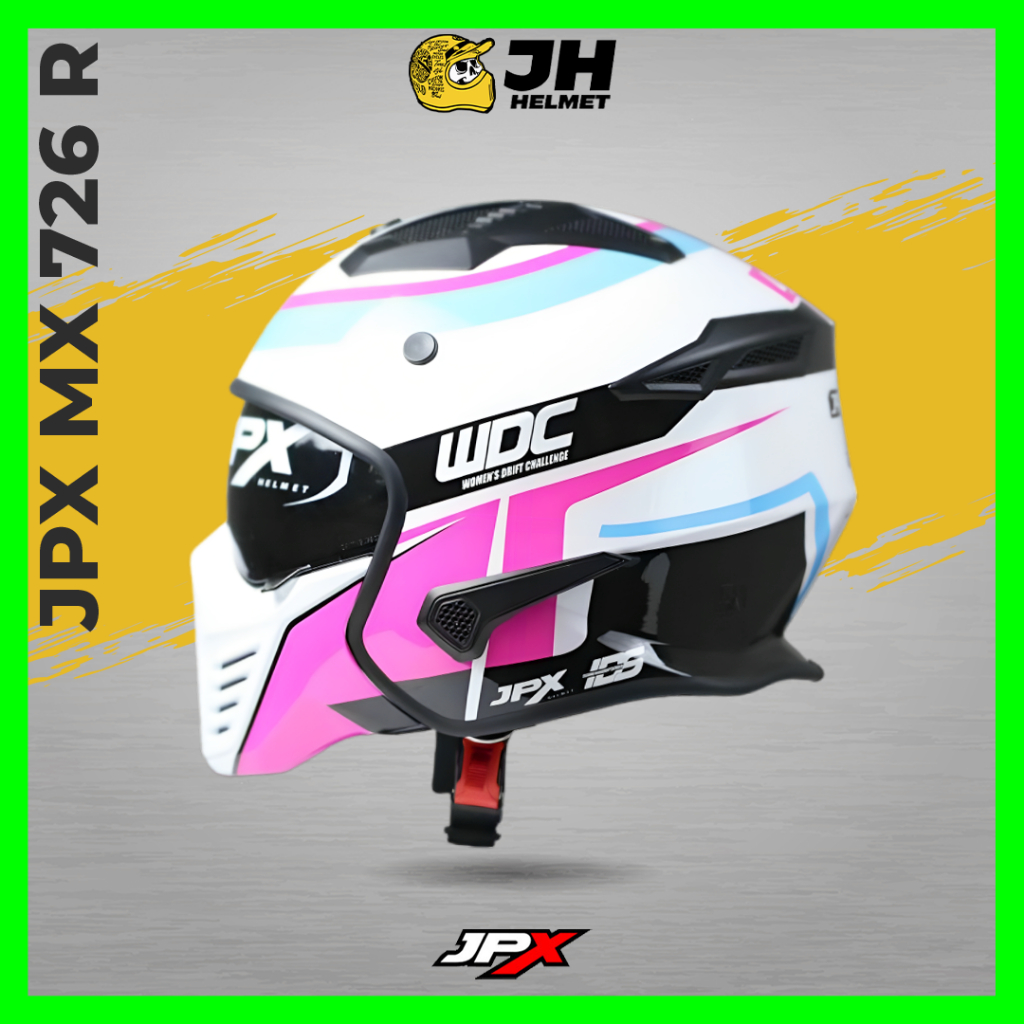 Helm JPX MX 726R Motif WDC Pearl White Glossy | Helm Full Face | Helm Modular | Jual Helm