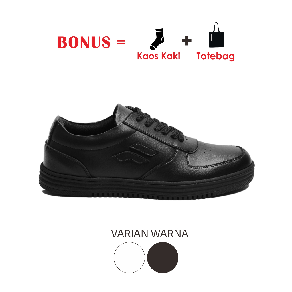 Sepatu Pria Hitam Polos 39 - 44 Sneaker Wave Black - Sneakers Pria