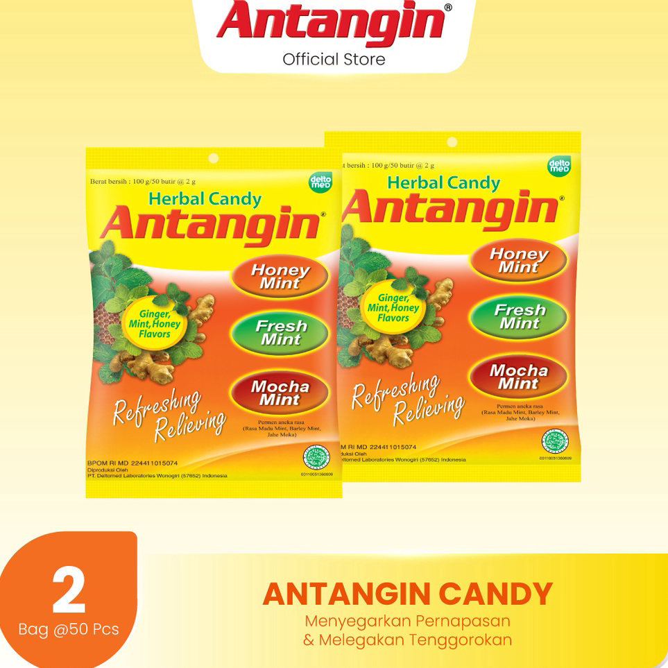 

♠ Antangin Permen Herbal 2 Bag x 50 Butir Aneka Rasa -Pelega Tenggorokan