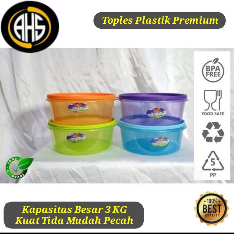 Toples Plastik Bulat Besar Tempat Wadah Makanan Krupuk Kuwe Kedap Udara Cocok Untuk Tempat Makanan K