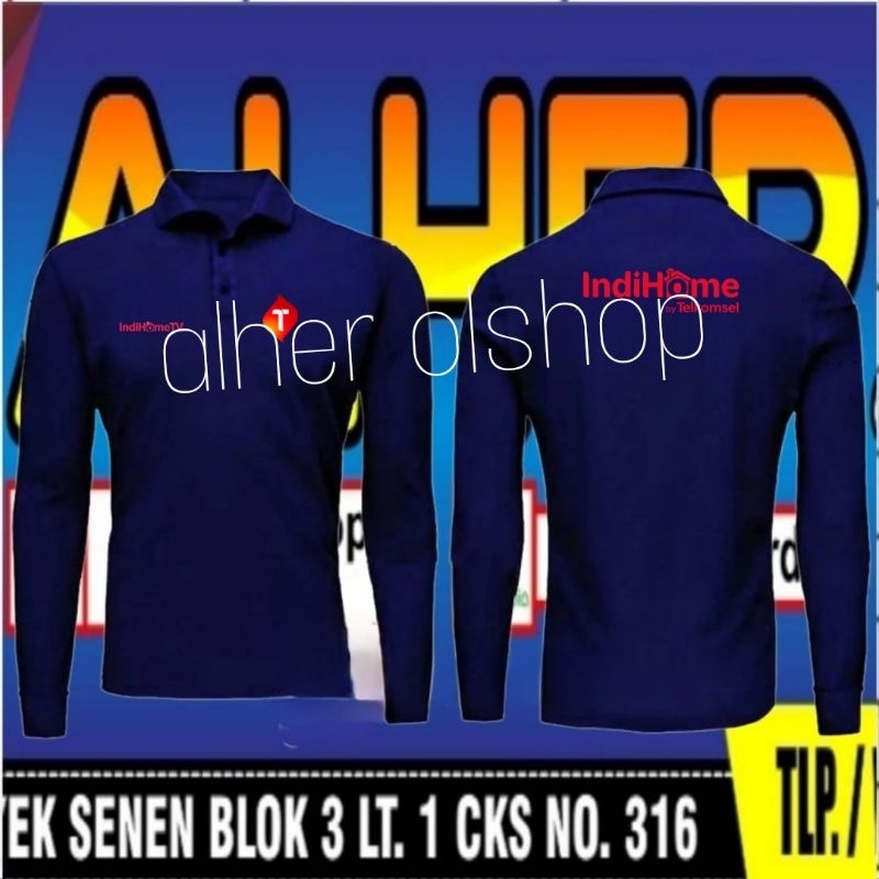 lengan panjang kaos IndihomeTV baju IndihomeTV seragam IndihomeTV kaos kerah IndihomeTV polo shirt I