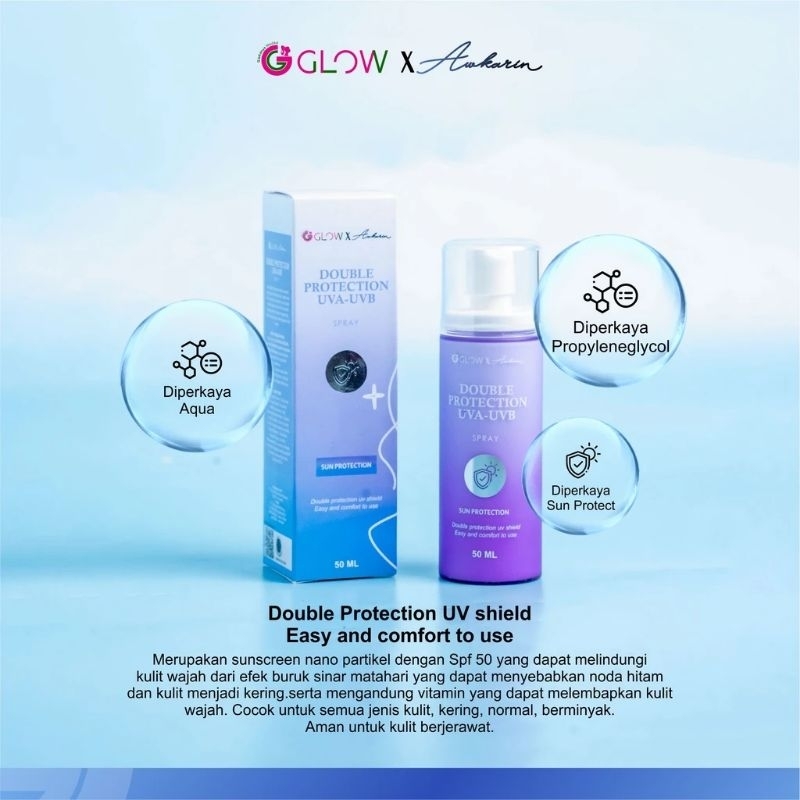 DOUBLE PROTECTION UVA-UVB SPRAY | GlafidsyaGlow x Awkarin / sunscreen spray glafidsya