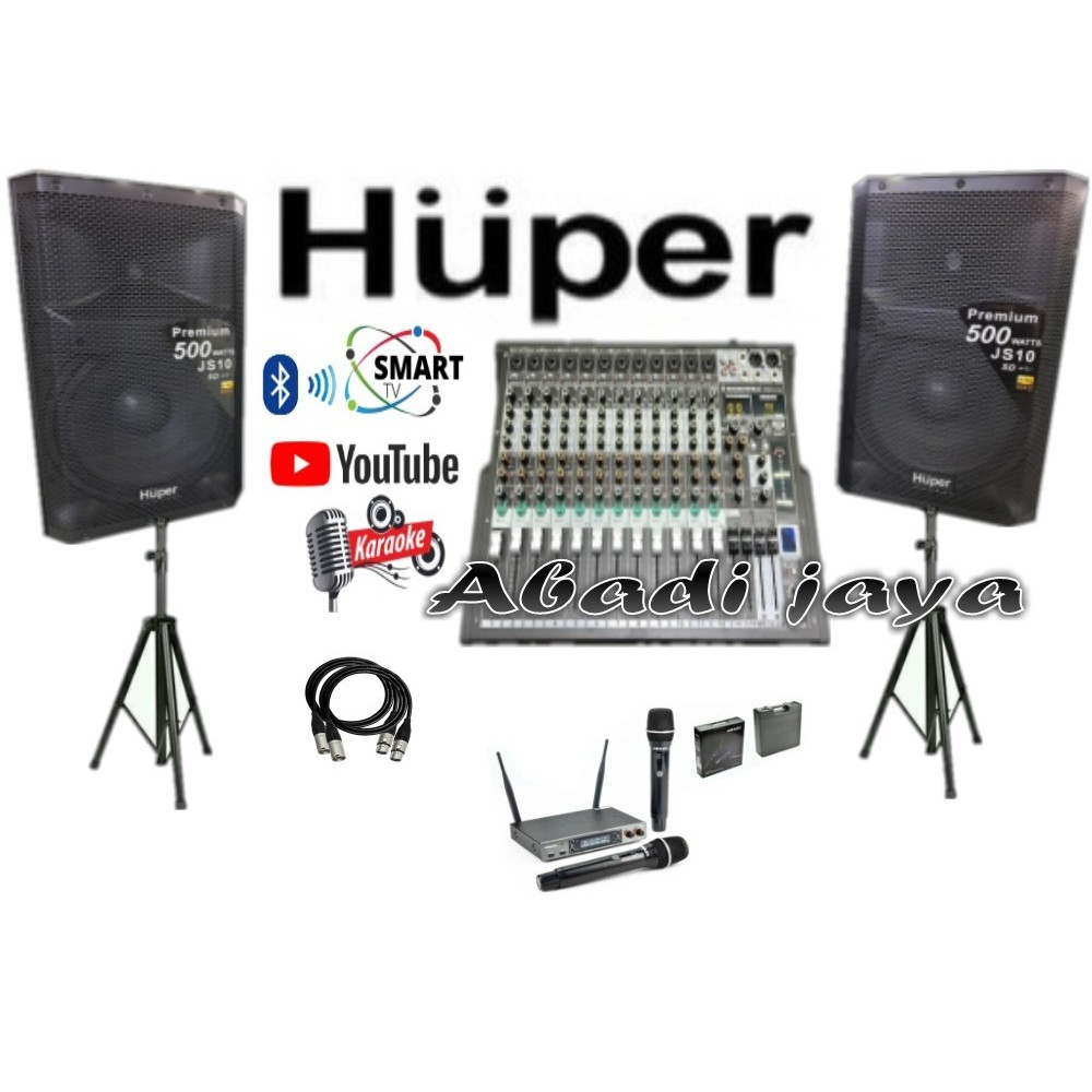 PAKET SOUND SYSTEM HUPER JS10 15 INCH MIXER 12 CHANNEL ORIGINAL