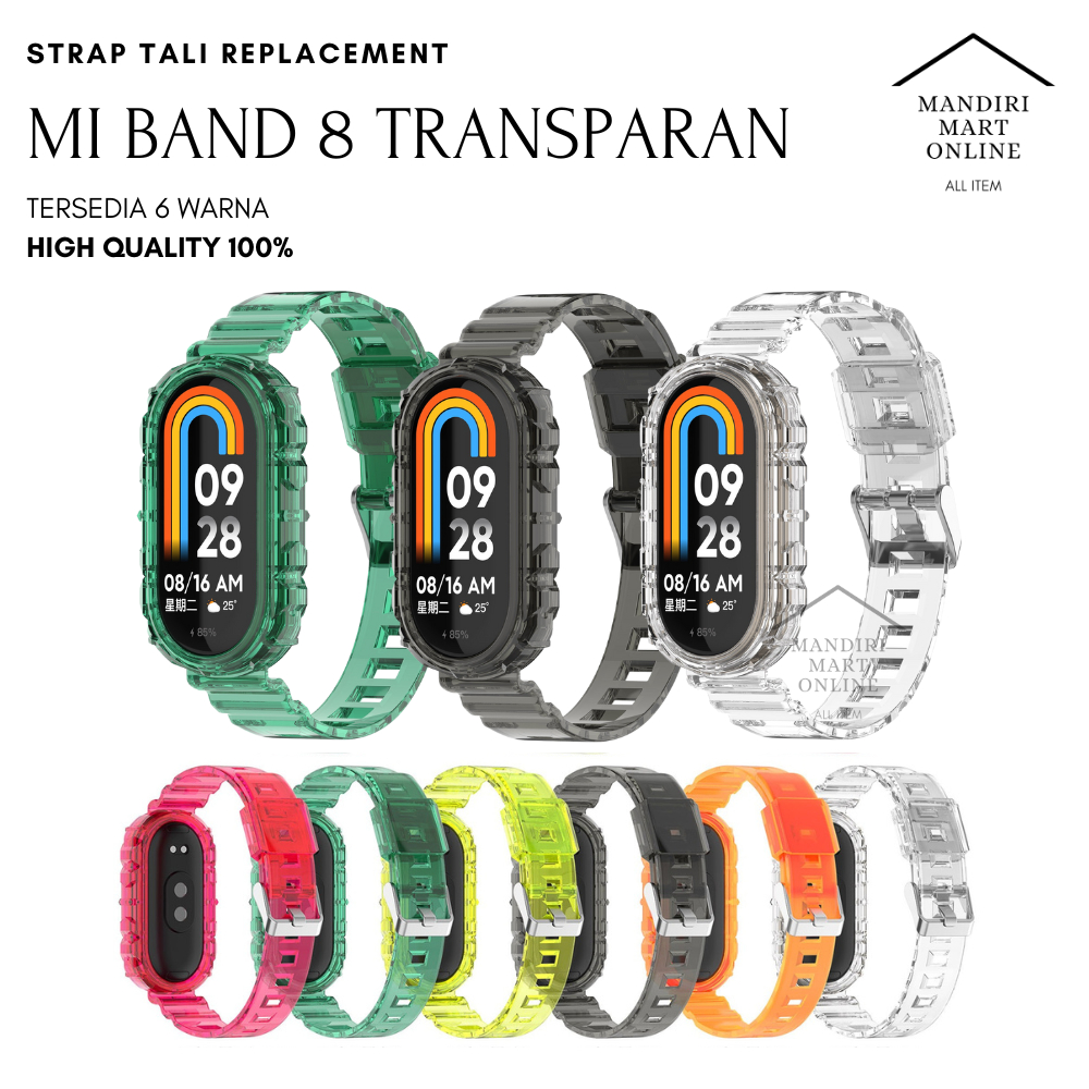 Strap Mi Band 8 TPU Transparan Tali Pengganti Xiaomi Mi Band 8 Set Transparan