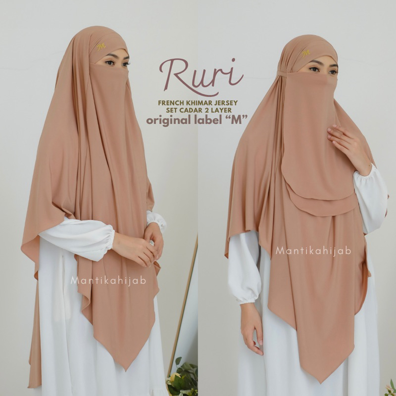 RURI FRENCH KHIMAR JERSEY SET CADAR DUA LAYER FK JUMBO BY MANTIKAHIJAB
