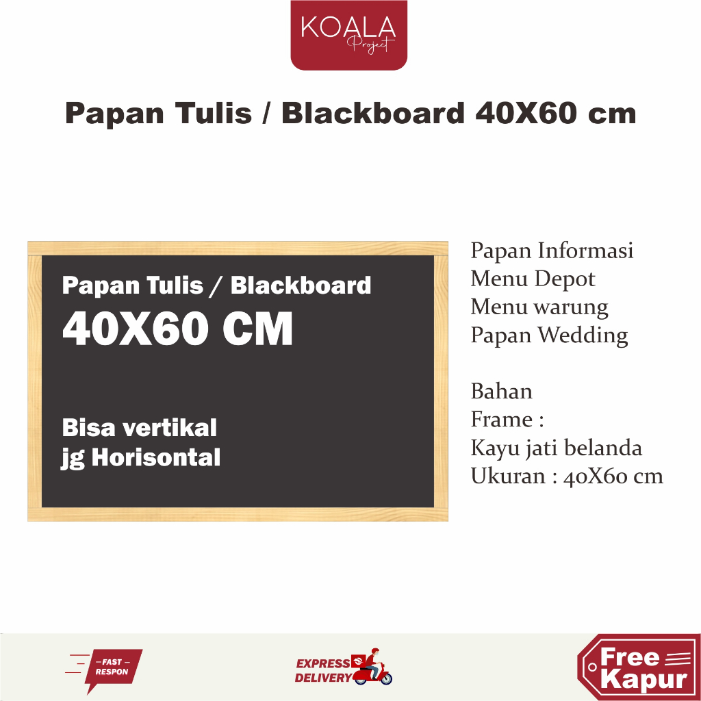 

PAPAN TULIS KAPUR BLACKBOARD HITAM KAYU RUSTIC WEDDING 40CM X 60CM