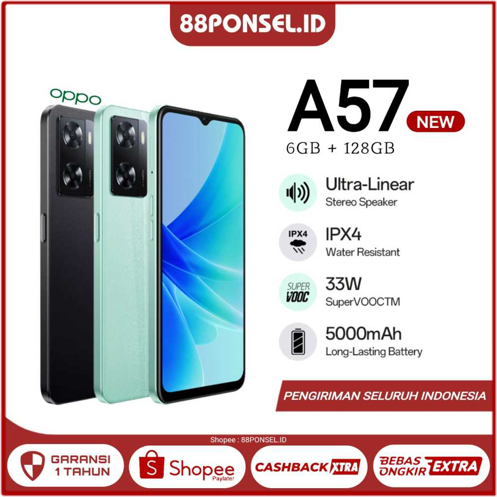 Best SellerϟOppo Smartphone A57 Ram 6 GB Internal 128 GB Second Like New Garansi 1 Tahun