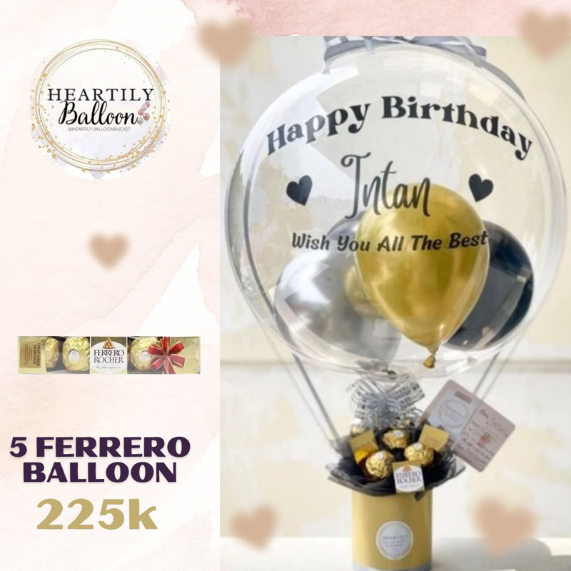 [Ready JKT] VALENTINE FERERO Balloon Bucket Buket Balon Snack Balloon Bucket Bunga Balloon Bouquet