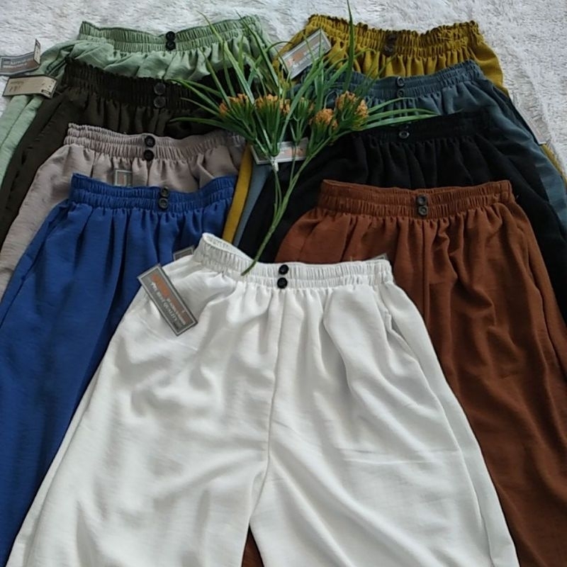 Paket Hemat Celana Kulot Cringkle Airflow Premium Variasi Kancing Depan 2 Jumbo Muat BB 45-75 Kg Baw