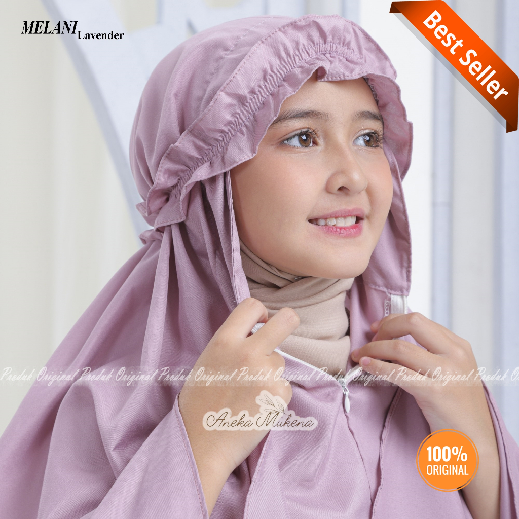 Mukena Anak Travel Polos 2in1 SD Katun Adem Umur 5 6 7 8 9 10 11 12 Tahun Model 2 in 1 Melani