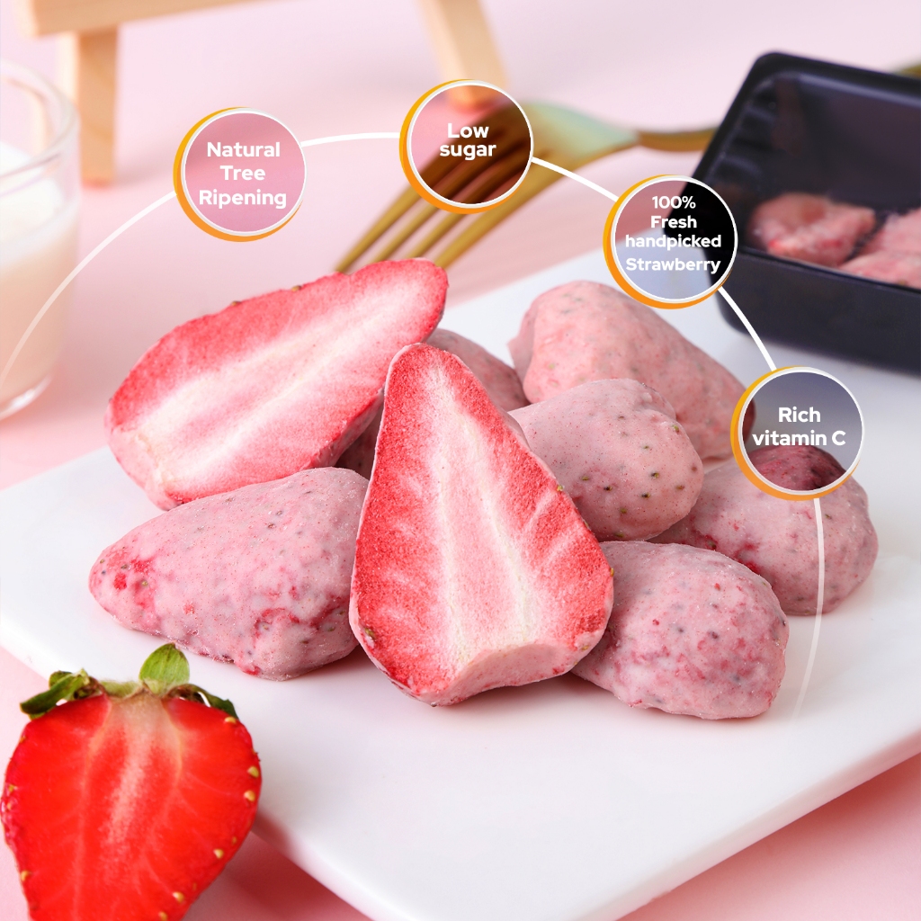 

Ursnacks STRAWBERRY FREEZE DRIED FRUIT - Snack Import Keripik Buah Stroberi vakum Kering Halal BPOM Rendah Gula Sehat