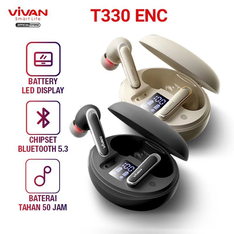 VIVAN Liberty T330 Dual ENC TWS 4HD Mic Headset Bluetooth 5.3