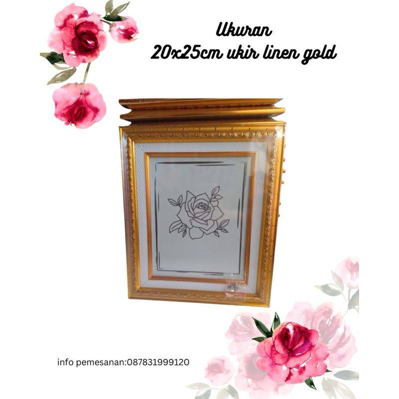 Pigura dan cetak Foto 10R / 20x25 cm Harga Grosir Bingkai Foto 10R Motif Ukir linen gold