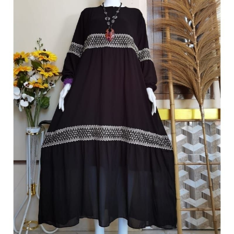 BAJU DEWASA GAMIS WANITA DANITA RENDA FULL FURING BEST SELLER