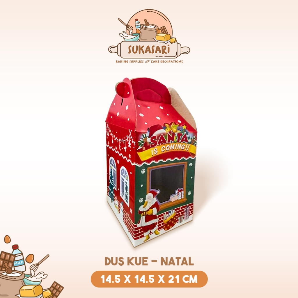 

Sukasari - Dus Natal Merry Christmas / Kotak Packaging Kue Kering Cookies Natal / Christmas Box Hampers Natal / Dus Santa TP3