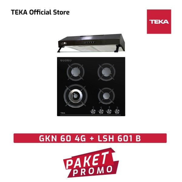 Teka Kompor Tanam Gas 4 Tungku 60cm GKN 60 4G Paket LSH 601 Black