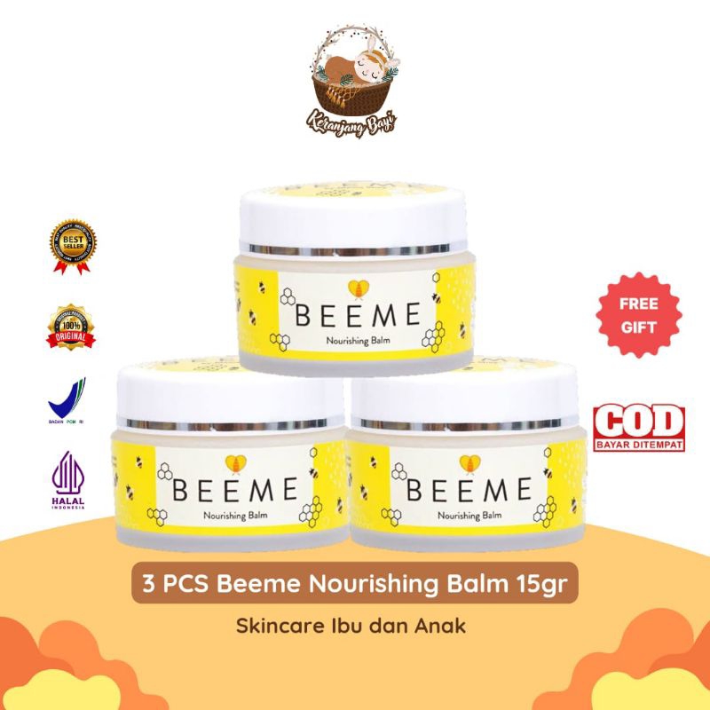 Paket 3 Pcs Beeme Nourishing Balm 15 gr - Pelembab Serbaguna - Krim Bayi