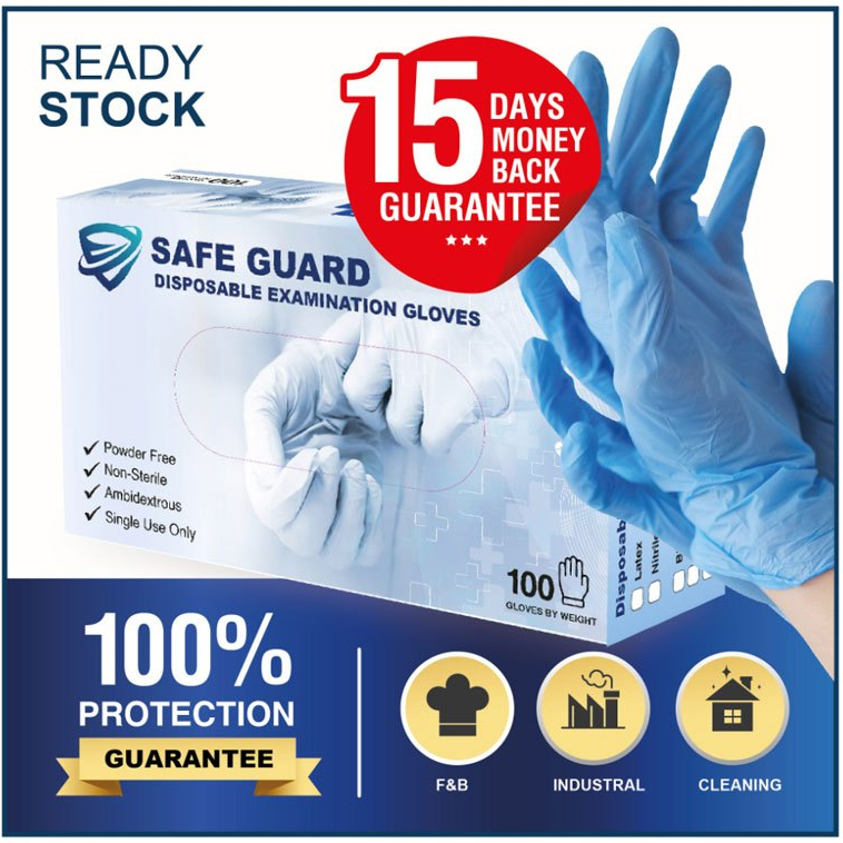 Sarung Tangan Latex Safeglove Handscoon Safe Glove Examination Isi Disposable Glove Karet Biru 100pc