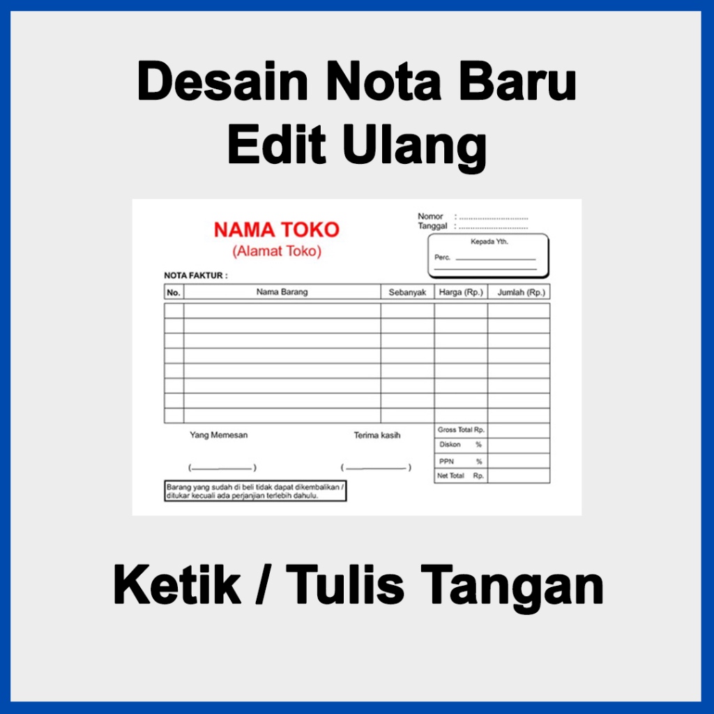 Jasa Desain Nota Penjualan | Edit Nota Penjualan