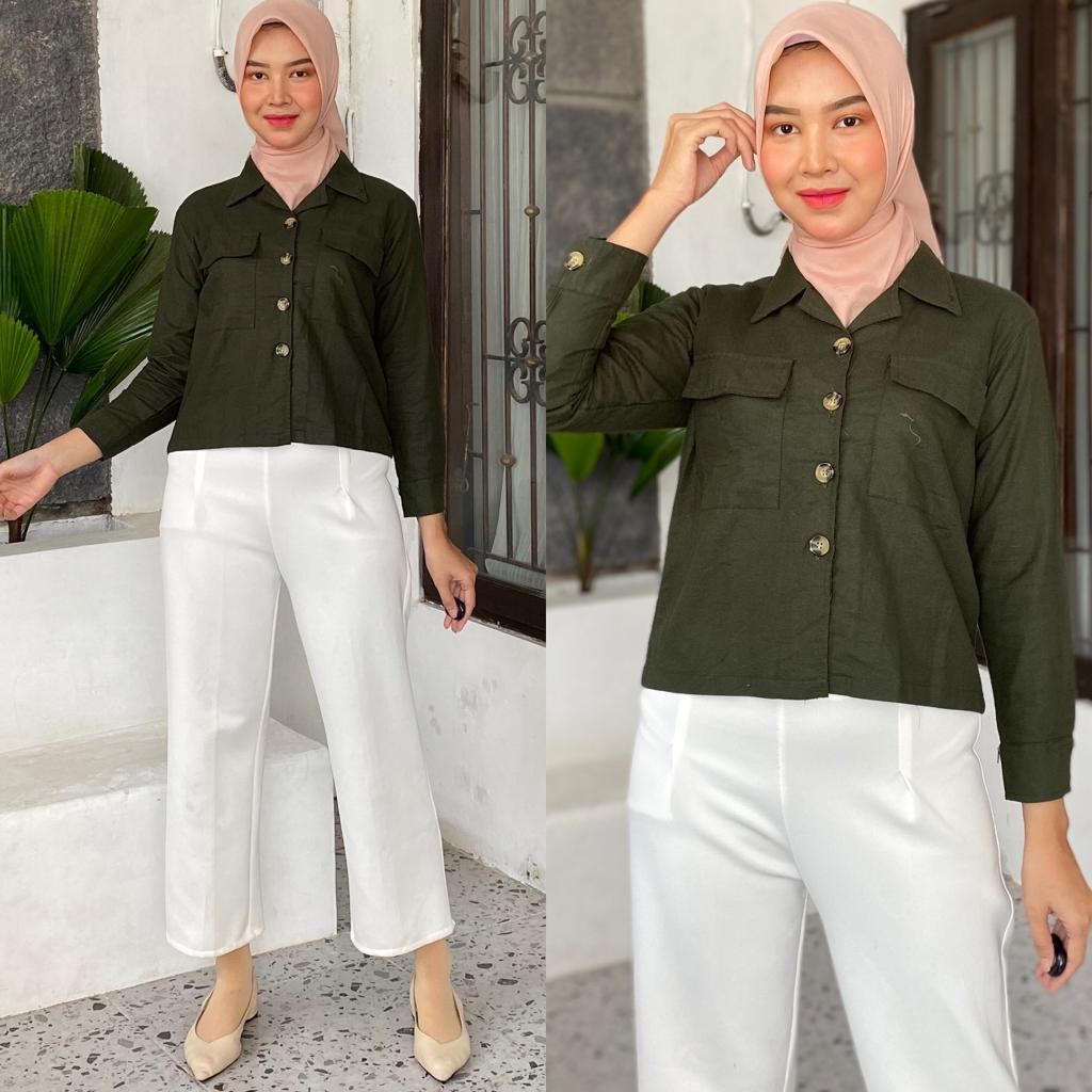 HANNA BLAZER CROP - CUTTON LINEN