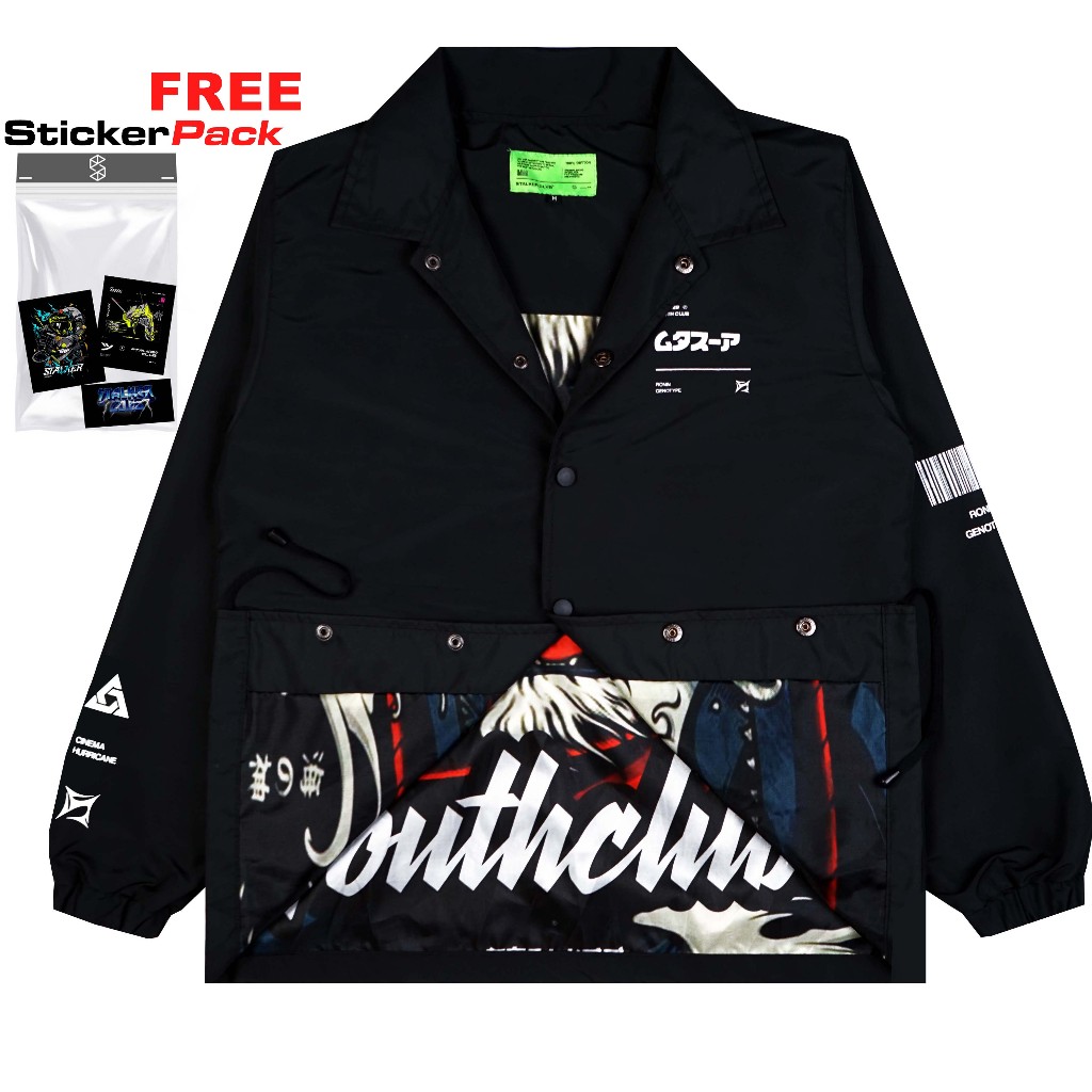 BEST SELLER STALKER JAKET COACH ORIGINAL ANTI AIR BAHAN PARASUT PRIA WANITA - RONIN HITAM