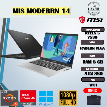 MSI MODERN 14 RYZEN 5 7530 8GB 512GB 14.0FHD IPS