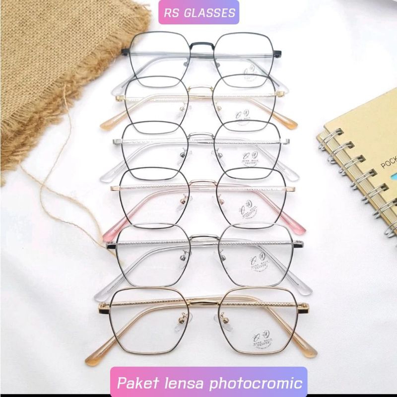 KACAMATA PHOTOCROMIC KACAMATA WANITA ANTIRADIASI FRAME HEXAGONAL 72651