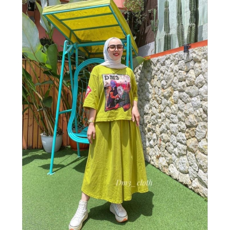 Terbaru One Set Stelan Rok Dm3 Cloth Bahan katun Combed 20s