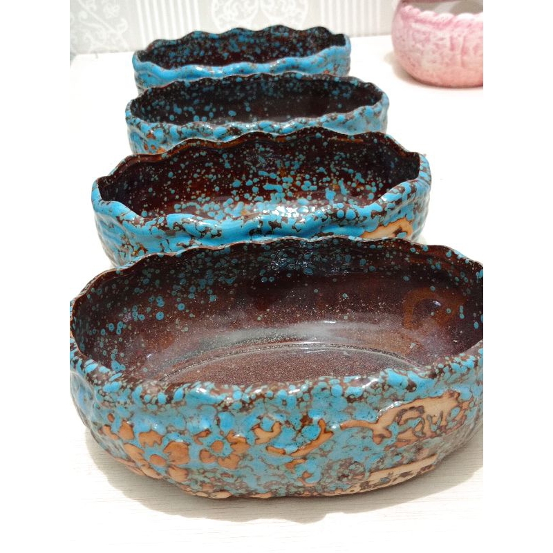 Pot Keramik Ceper Biru