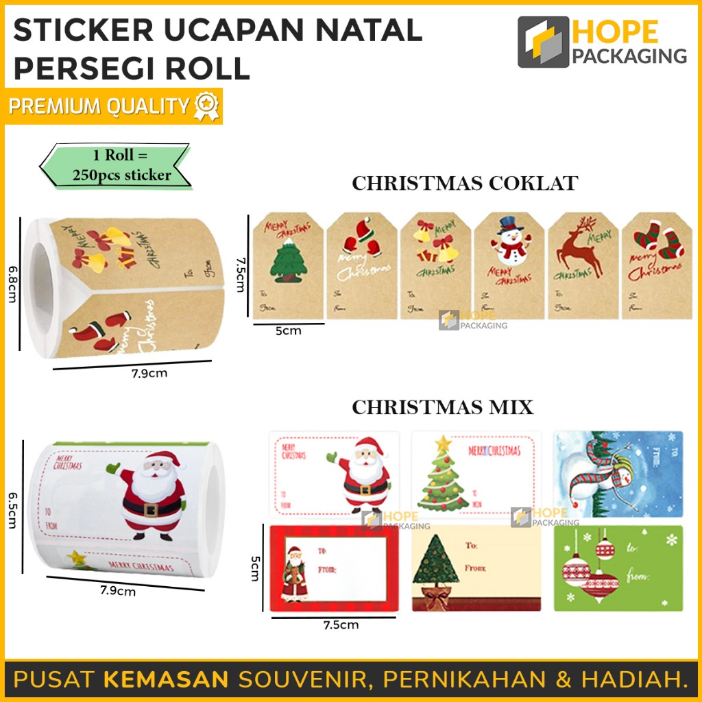 

[ ISI 250PCS / Roll ] Sticker Label Natal Christmas stiker Toples Kue kering / Stiker Cookies Kue