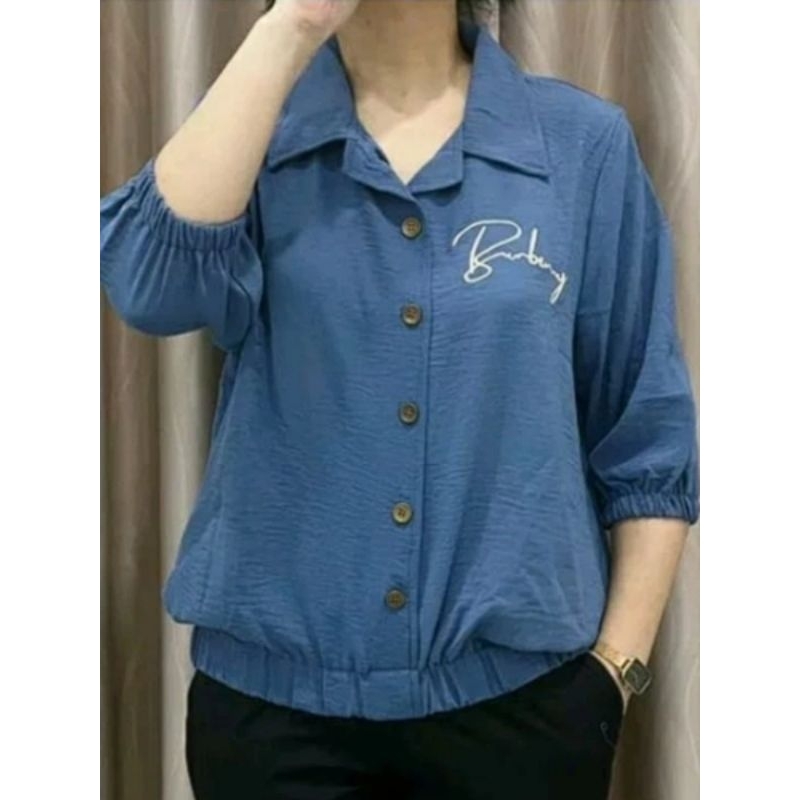 BLOUSE RAYON CRINKLE AIRFLOW FULL KANCING AKTIF KARET BAWAH